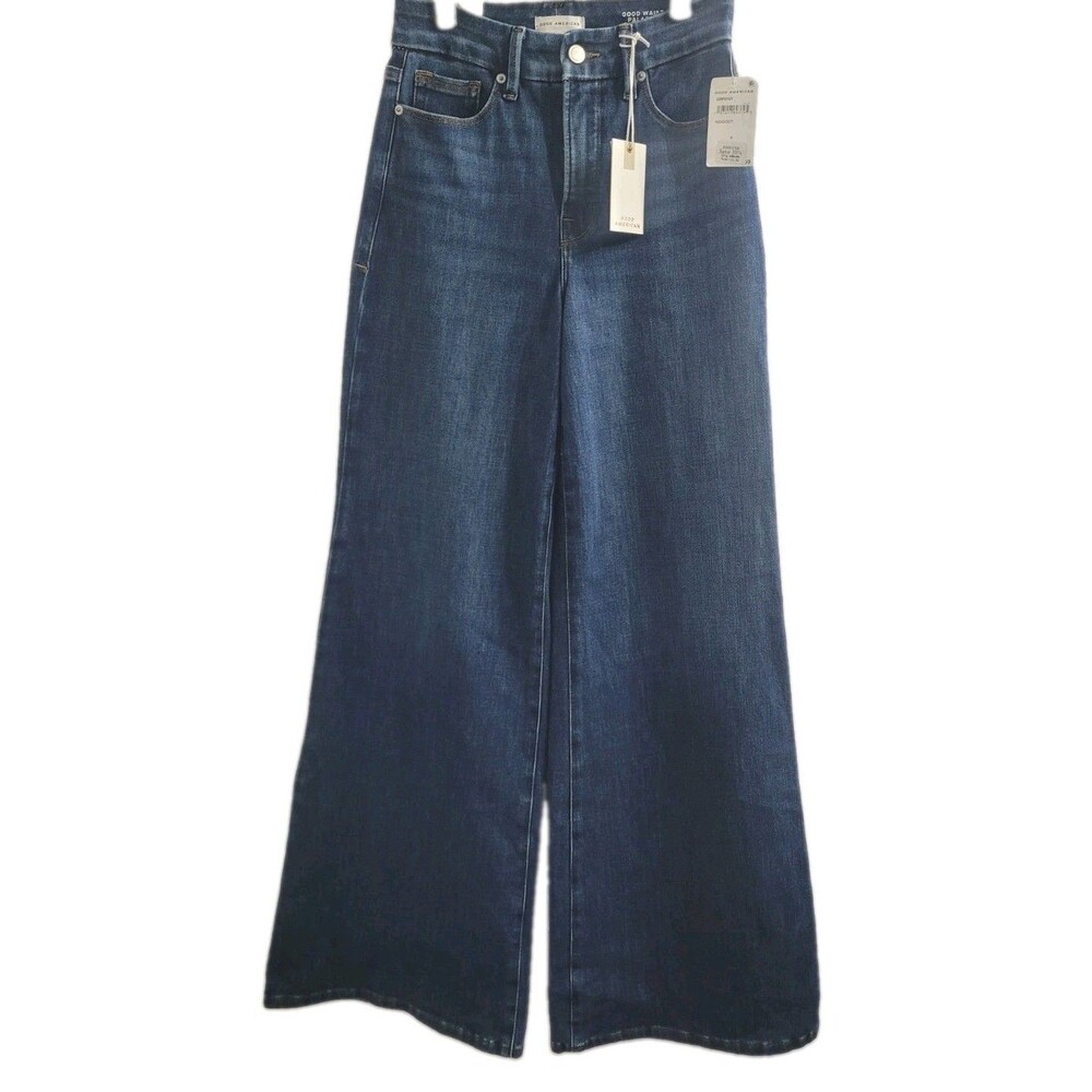 NWT Good American Good Waist Palazzo High Rise Wide Leg Jeans Women's 0 25